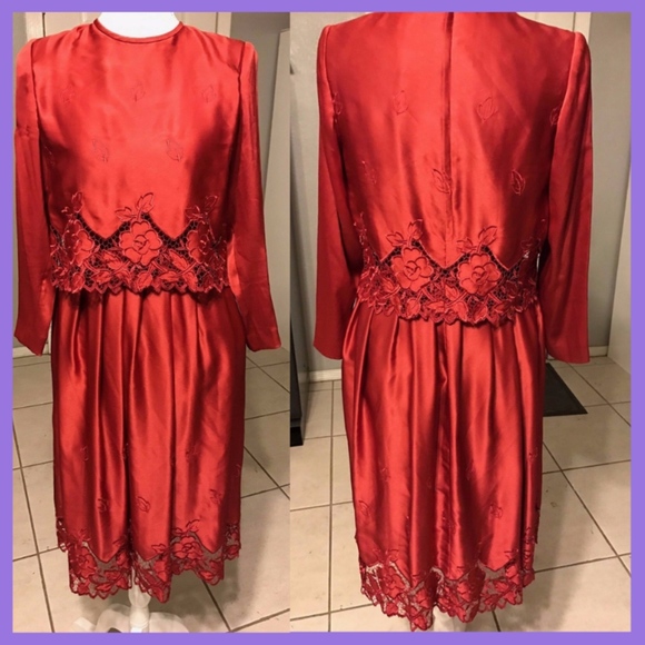 NEW Tracy Reese Red Embroidered‎ Dress [SZ 6 ] - Picture 2 of 9